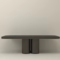 Contemporary Modern Black Coffee Table With Two Cylindrical Bases And Sleek Design 3d model