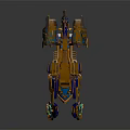 Futuristic Blue And Gold Scifi Hover Vehicle With Glowing Accents And Mechanical Design