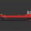 Red Ship With Long Hull White Structure Cockpit And Letters LADY PROJECT 3d model