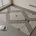 Square Rug With Black And White Geometric Patterns For Modern Home Decor 3d model