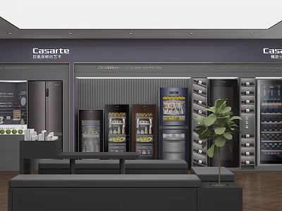 Casarte Appliance Showroom With Modern Refrigerators Wine Coolers And Display Area 3d model