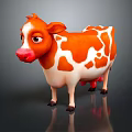 Cute Cartoon Cow Character With Orange White Spots And Playful Design