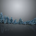 Blue Crystal Animal Figurines Arranged In A Row On Gray Reflective Surface