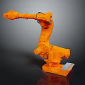 Orange Robot Arm As Industrial Role With Mechanical Joints And Stable Base Design 3d model