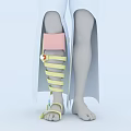 Man In Jeans With Split Leg Design Featuring Pink Knee Pad And White Straps