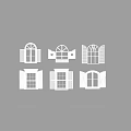 White Window Shutters With Different Decorative Styles Arch Shapes And Heart Patterns 3d model