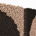 Textured Wooden Wall Decor With Circular Design In Brown And Beige Tones