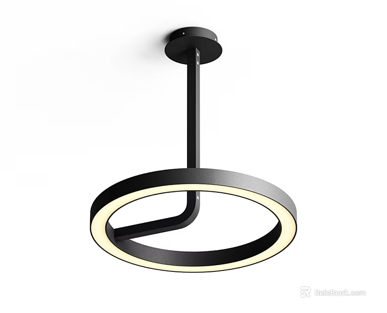 Modern Black Circular Pendant Light With LED Ring And Minimalist Design 3d model