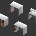 Modern White Tables With Drawers And Various Structures On Grey Background 3d model