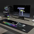 Modern Gaming PC Setup With Open Frame Case RGB Lighting Monitor And Keyboard