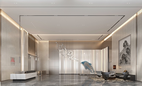 Modern Hall Corporate Lobby 3d model