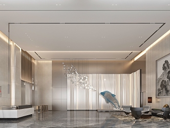 Modern Hall Corporate Lobby 3d model