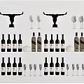 Elegant Wine Bottles and Crystal Glasses Display for Home Bar Decor