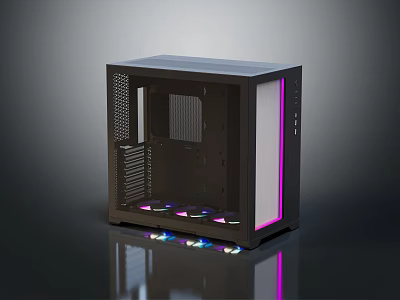 Modern Computer Case With RGB Lighting And Cooling Fans For PC Build 3d model
