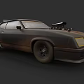 Rusty Modified Classic Muscle Car With Exposed Engine And Yellow Headlights