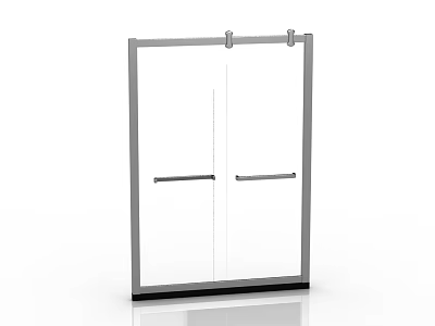 Modern Shower Sauna Door With Glass Panel And Metal Frame Double Handles 3d model