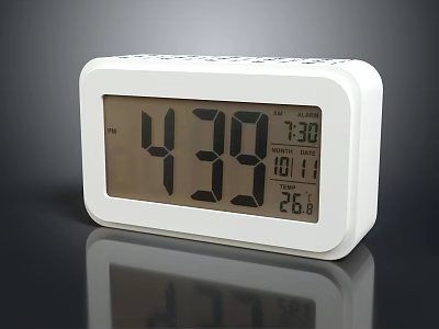 Modern White Digital Clock Displays Time Date And Temperature Clearly 3d model