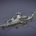 Military Attack Helicopter With Rotor Blades Weapon Systems And Gray Background