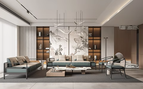 New Chinese Living Room 3d model