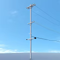 White Utility Pole With Multiple Electrical Wires For Industrial Power Distribution 3d model
