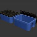 Durable Blue Plastic Storage Box Set With Black Lids One Open And Closed Design 3d model