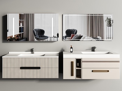 Modern Bathroom Cabinet Bathroom Cabinet Washstand Bathroom Mirror Bathroom Mirror Washbasin 3d model