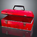 Red Open Metal Household Toolbox With Black Handle And Storage Space