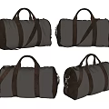 Four Stylish Gray Brown Duffel Bags With Handles And Shoulder Straps Design