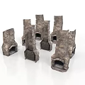 Various Decorative Stone Chimney Models With Architectural Design Details 3d model