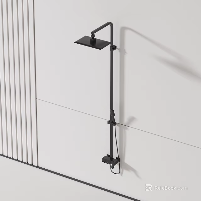 Modern Matte Black Wall Mounted Shower Head For Minimalist Bathroom Design 3d model 