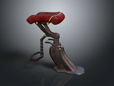 Red Cushioned Metal Frame Furniture Chair With Stylish Design For Home Living Space 3d model