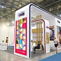 USA Rice Exhibition Booth With Chef Preparing Food And Customer At Counter