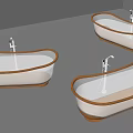 Modern Transparent Acrylic Bathtub With Wooden Base And Chrome Faucet Design