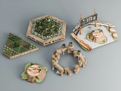 Other Industrial Equipment Farmland Farm Planting Area Nongjiale Yard Folk Decoration Wooden Pile Farming Culture Fleshy Plant 3d model