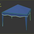 Modern Blue Geometric Table With Unique Legs Smooth Surface And White Accent Lines 3d model