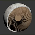 Modern Vase Shaped Sculpture Carving With Brown Spiral Patterned Body And White Base