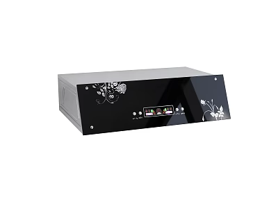 Sleek Modern Black Kitchen Appliance With Glass Panel And Decorative Patterns 3d model
