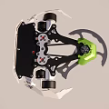 Electric Toy Mechanical Structure With Green Components Black Frame And Wheels