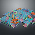 Colorful Ancient Architecture 3D Model With Multiple Roofs And Complex Layout