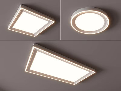 Modern Minimalist Ceiling Lights With Square And Round Shapes And LED Lighting 3d model