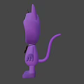 Purple Cartoon Cat Game Movie Character With Big Eyes And Letter C On Chest
