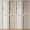 White Swing Doors With Carved Patterns And Various Interior Designs 3d model