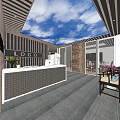 Modern Front Desk Reception Area With Wooden Slat Ceiling Skylight Logo Sign And Decorative Plants