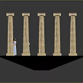 Classical Historical Scene With Greek Columns Mosaic Floor And People In Ancient Costumes