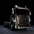 Sleek Scania Functional Heavy Duty Truck With Silver Chassis And Modern Roof Lights