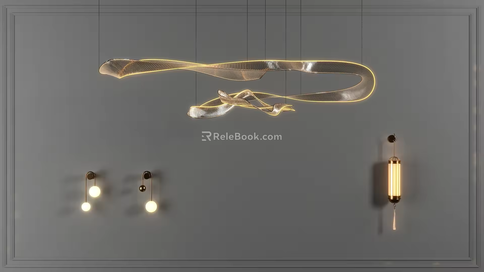 Simple Light Luxury Chandelier Wall Lamp Combination 3D Model 3d model