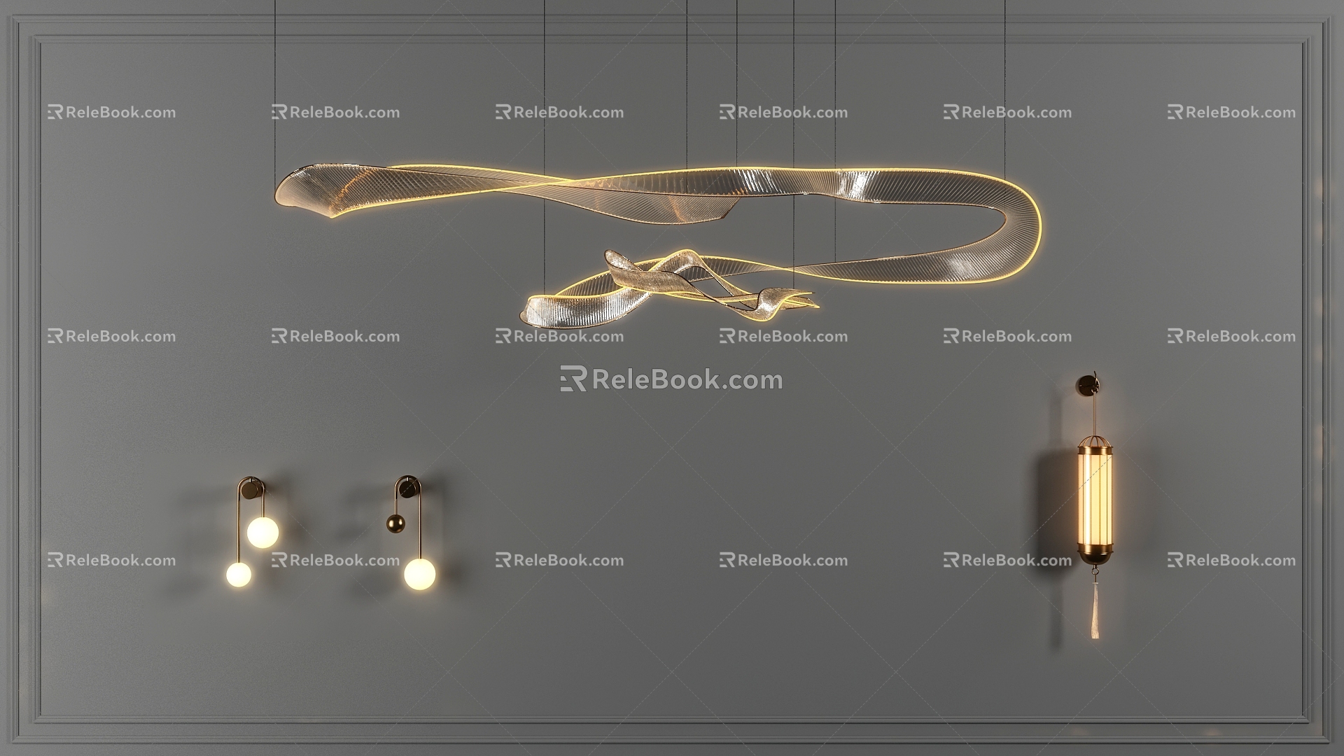 Simple Light Luxury Chandelier Wall Lamp Combination 3D Model 3d model