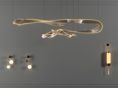 Simple Light Luxury Chandelier Wall Lamp Combination 3D Model 3d model