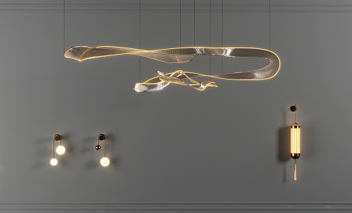 Simple Light Luxury Chandelier Wall Lamp Combination 3D Model 3d model