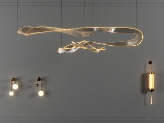 Simple Light Luxury Chandelier Wall Lamp Combination 3D Model 3d model